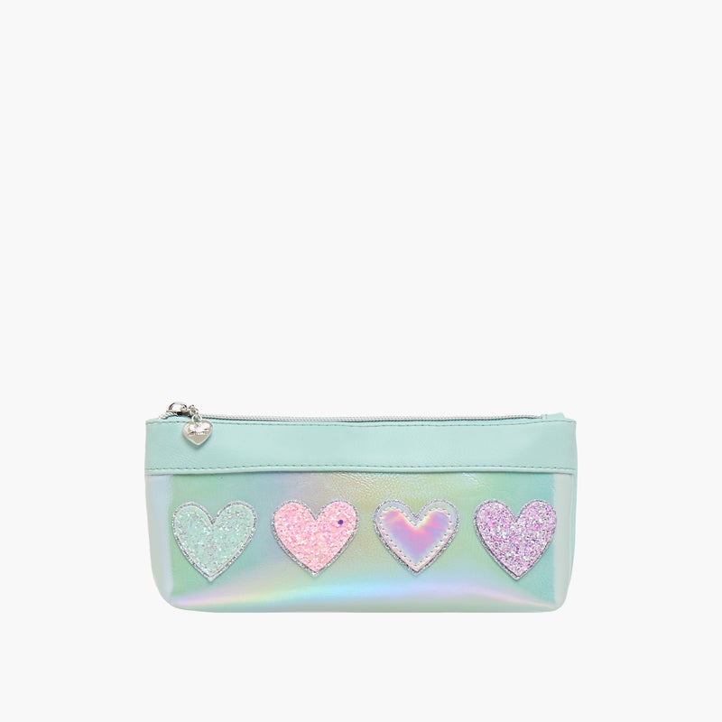 OMG Pouch - Hearts metallic-1 Cnmprt (Pvc) Blue \ 21.59X5.08X9.525 - Image 1